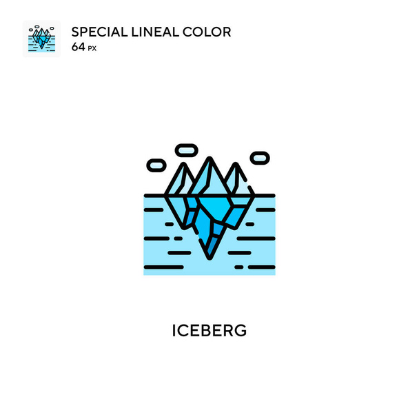 Iceberg Iconos especiales de color lineal.Iceberg para tu proyecto empresarial - Vector, Imagen