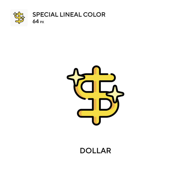 Dollar Spezielle lineare Farbsymbole. Dollar-Symbole für Ihr Geschäftsprojekt - Vektor, Bild