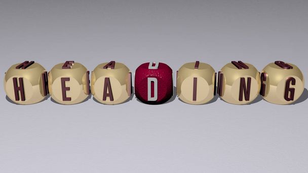 Kübik zar harfleri ile başlık metni, arkaplan ve pankart için 3B illüstrasyon - Fotoğraf, Görsel