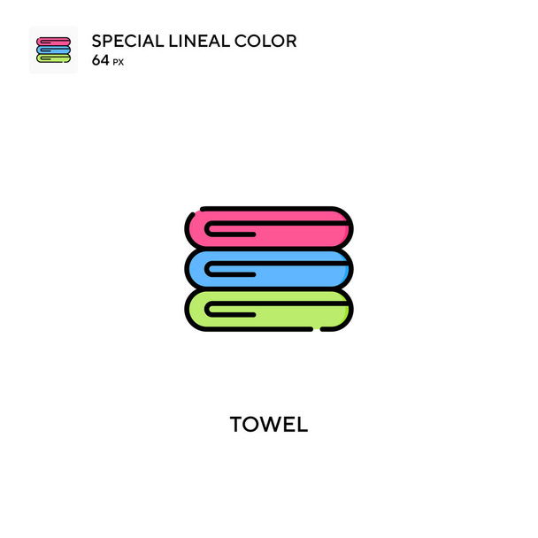 Toalla Iconos especiales de color lineal.Iconos de toallas para tu proyecto empresarial - Vector, imagen
