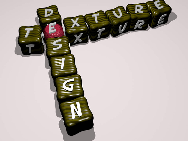 crucigrama de diseño de textura de letras cúbicas de colores, ilustración 3D para fondo y abstracto - Foto, Imagen