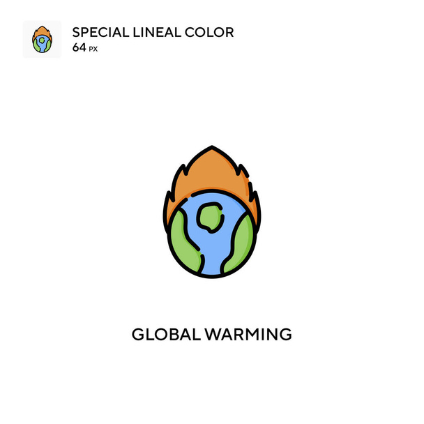 Globale Erwärmung Spezielle lineare Farbsymbole. Symbole der globalen Erwärmung für Ihr Geschäftsprojekt - Vektor, Bild