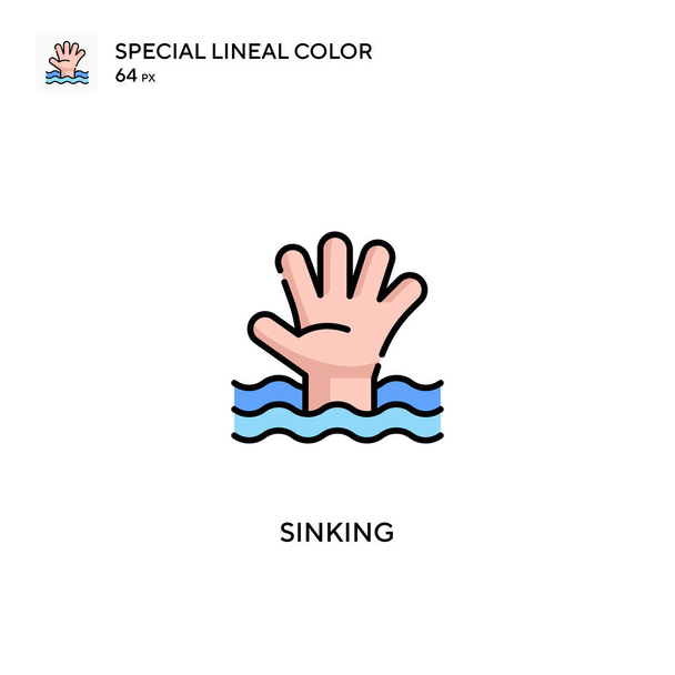 Icones lineares especiais da cor do naufrágio icon.Sinking para seu projeto de negócio
 - Vetor, Imagem