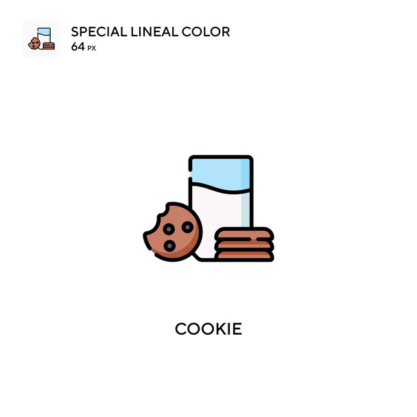 Cookie Özel Çizgi Rengi Simgesi. İş projeniz için kurabiye simgeleri - Vektör, Görsel