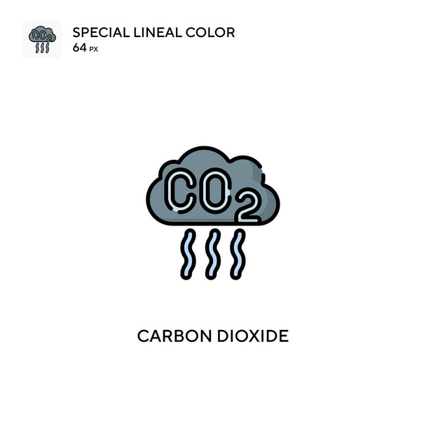 Dióxido de carbono Iconos especiales de color lineal.Iconos de dióxido de carbono para su proyecto empresarial - Vector, imagen