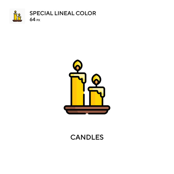 Bougies Icône de couleur spéciale linéaire.Icônes de bougies pour votre projet d'entreprise - Vecteur, image