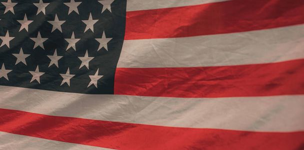Bandera de los Estados Unidos de América. Imagen de la bandera americana ondeando en el viento. - Foto, Imagen
