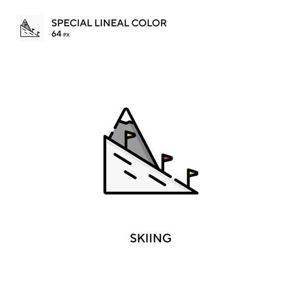 Skiing Special lineal color icon.Skiing icons for your business project - Vector, Image