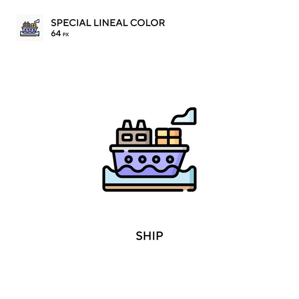Ship Special lineal color icon.Ship icons for your business project - Vector, Image