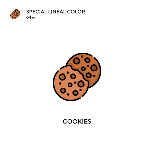 Cookies Özel Çizgi Rengi Simgesi. İş projeniz için kurabiye simgeleri - Vektör, Görsel
