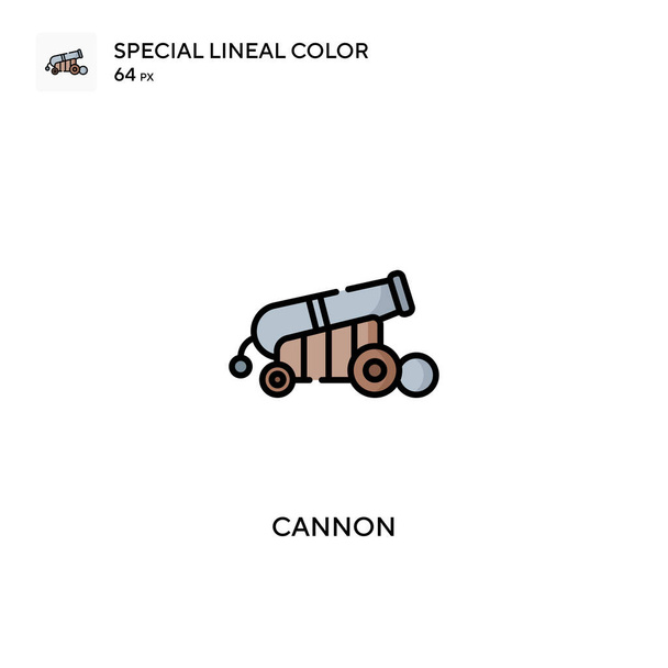 Cannon Ícones lineares especiais da cor icon.Cannon para o seu projeto de negócio - Vetor, Imagem
