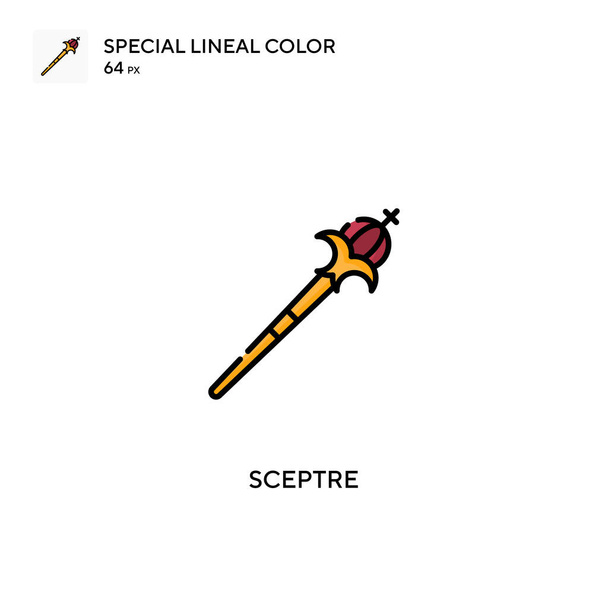 Sceptre Special lineal color icon.Sceptre icons for your business project - Vector, Image