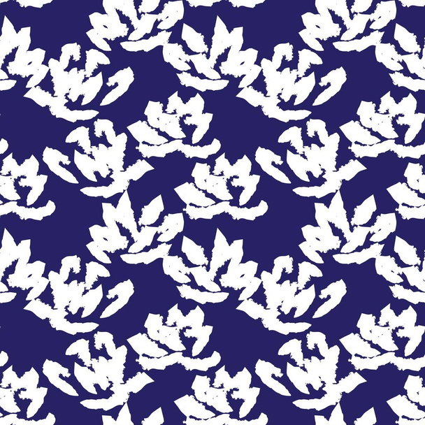 Blauwe bloemenborstel strijkt naadloze patroon achtergrond voor mode-prints, afbeeldingen, achtergronden en ambachten - Vector, afbeelding