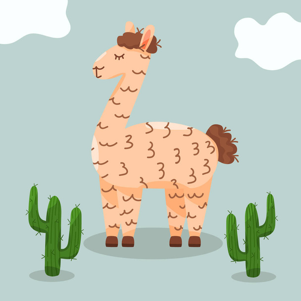 Teal mama llama seamless pattern background Vector Image