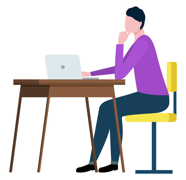 Broker Collaboration, Worker Sits at Desk on Chair - Вектор, зображення