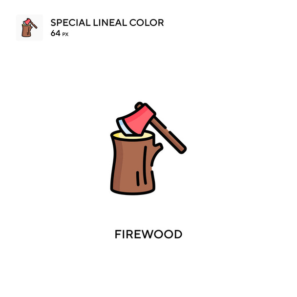 Legna da ardere Icone a colori lineari speciali. Icone di legna da ardere per il tuo progetto aziendale - Vettoriali, immagini