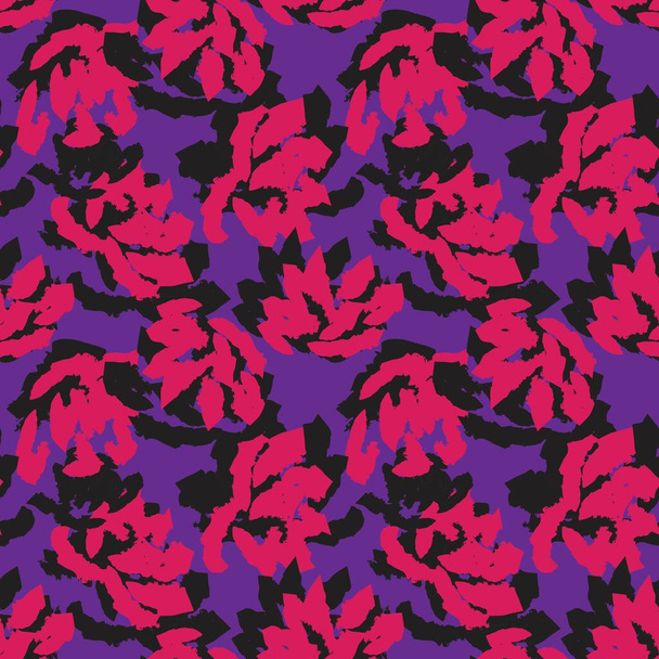 Purpurowe kwiatowe pociągnięcia pędzla płynny wzór tła do druku mody, grafiki, tła i rzemiosła - Wektor, obraz