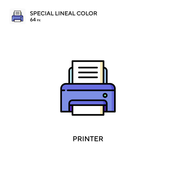 Drucker Spezielle lineare Farbsymbole. Druckersymbole für Ihr Geschäftsprojekt - Vektor, Bild