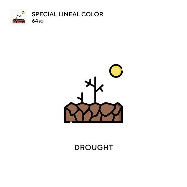 Trockenheit Besondere lineare Farbsymbole. Trockenheitssymbole für Ihr Geschäftsprojekt - Vektor, Bild