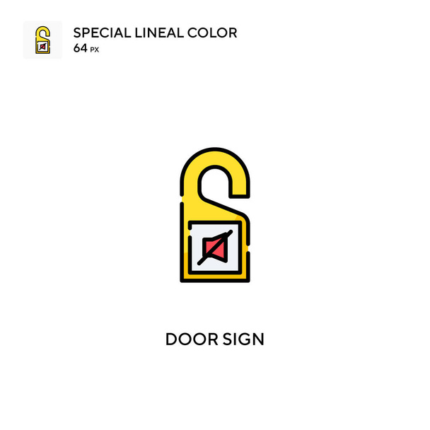 Вивіска дверей Спеціальна піктограма лінійного кольору. Вивіска в приміщенні для вашого бізнес-проекту
 - Вектор, зображення