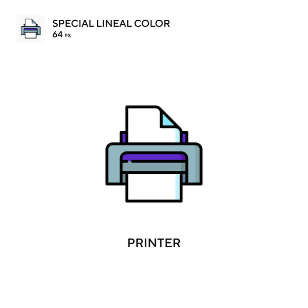 Drucker Spezielle lineare Farbsymbole. Druckersymbole für Ihr Geschäftsprojekt - Vektor, Bild