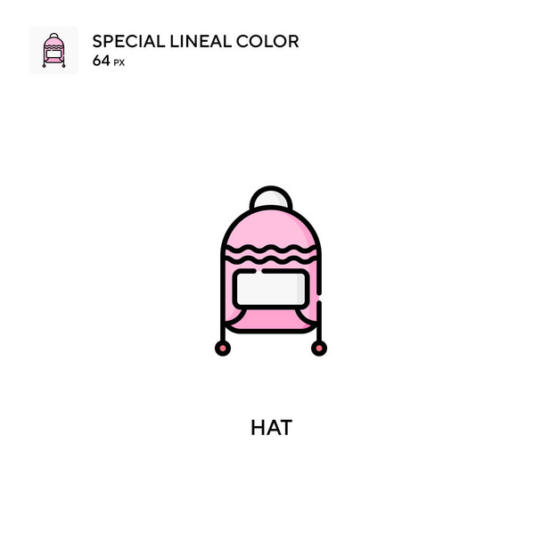 Kapelusz Specjalna ikona koloru linii.Ikony kapelusza dla Twojego projektu biznesowego - Wektor, obraz