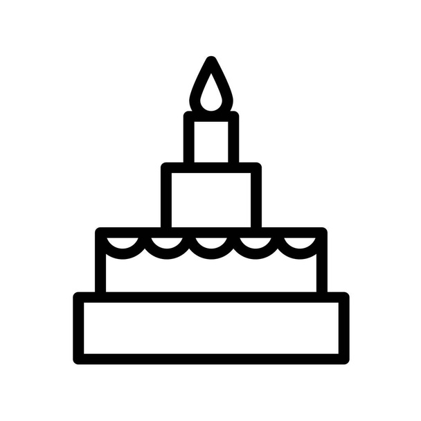 キャンドル付きベクトルストロークイメージパーティーケーキ - ベクター画像