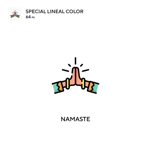 Namaste Icone a colori lineari speciali. Icone Namaste per il tuo progetto aziendale - Vettoriali, immagini