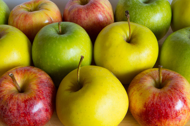 新鮮で熟した英国のリンゴの収穫。サイダー作りのための秋の作物。健康食品 - 写真・画像