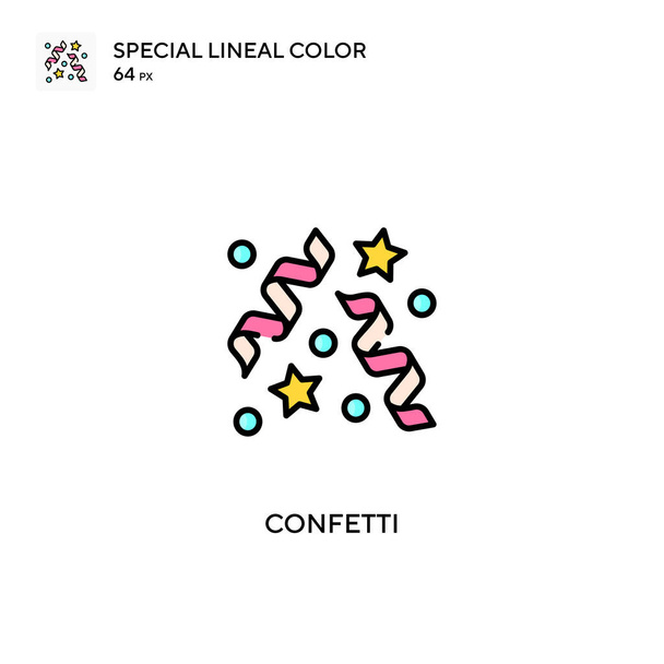 Konfetti Spezielle lineare Farbsymbole. Konfetti-Symbole für Ihr Geschäftsprojekt - Vektor, Bild