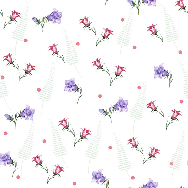 Beautiful seamless floral pattern . Flowers on white background. Field of flowers. - Foto, Imagem