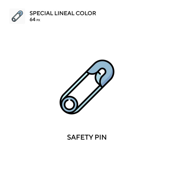 Pin de seguridad Icono de color lineal especial.Iconos de pin de seguridad para su proyecto empresarial - Vector, Imagen