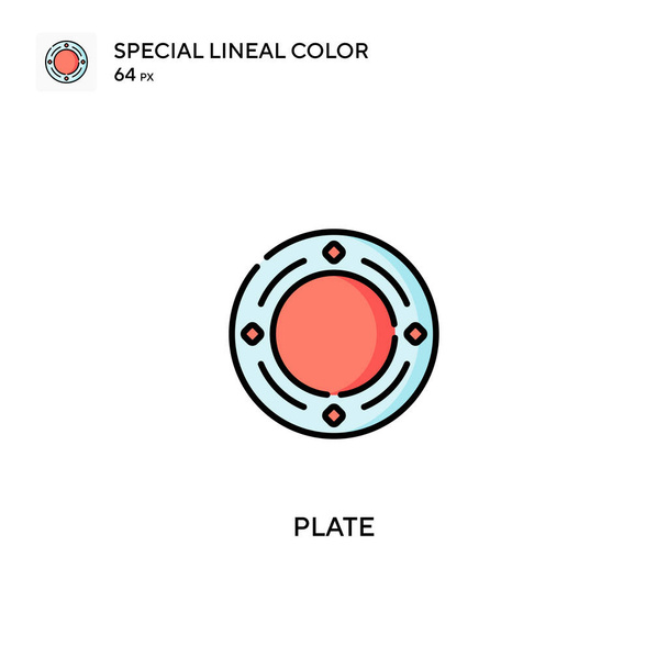 Placa Ícones lineares especiais da cor icon.Plate para seu projeto de negócio
 - Vetor, Imagem