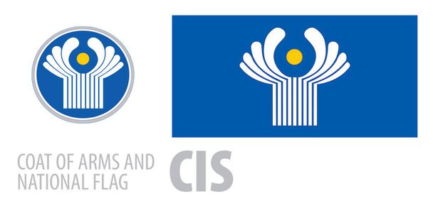 Σετ διανυσμάτων του θυρεού και της εθνικής σημαίας του CIS - Διάνυσμα, εικόνα