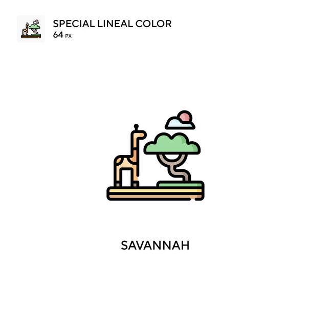 Savannah Icone speciali a colori lineari.Icone Savannah per il tuo progetto aziendale - Vettoriali, immagini