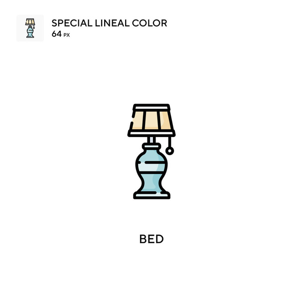 Cama Iconos especiales de color lineal.Bed para su proyecto empresarial - Vector, imagen