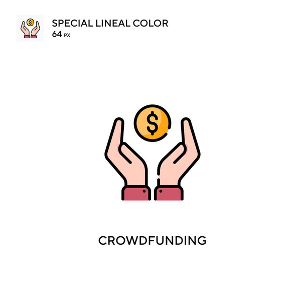 Crowdfunding Icônes spéciales de couleur linéaire.Crowdfunding pour votre projet d'entreprise - Vecteur, image