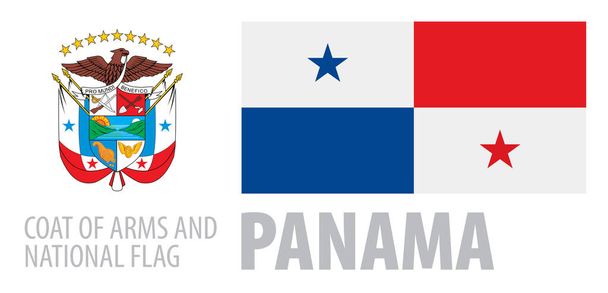 Vector set of the coat of arms and national flag of Panama - Vector, Image