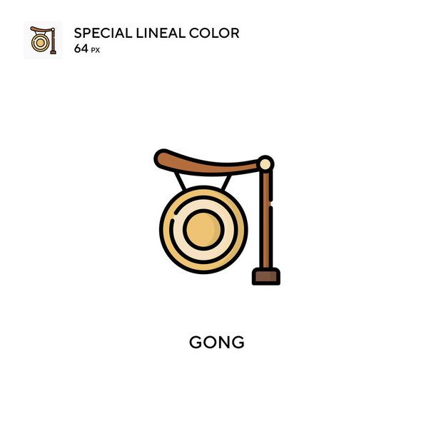 Gong Ícones lineares especiais da cor icon.Gong para seu projeto de negócio - Vetor, Imagem