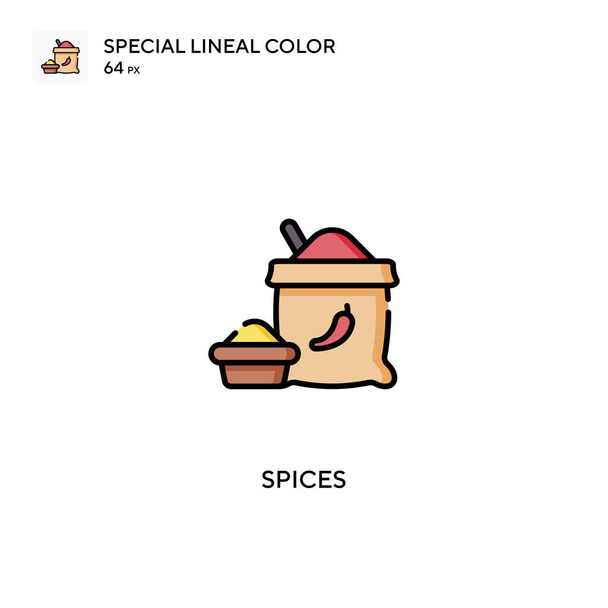 Especias Iconos especiales de color lineal.Iconos de especias para su proyecto empresarial - Vector, imagen