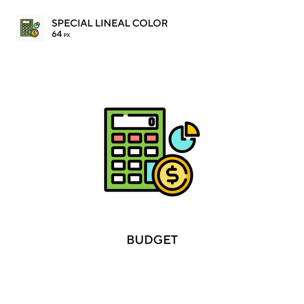 Бюджет Спеціальна лінійна кольорова піктограма. Бюджетні піктограми для вашого бізнес-проекту
 - Вектор, зображення