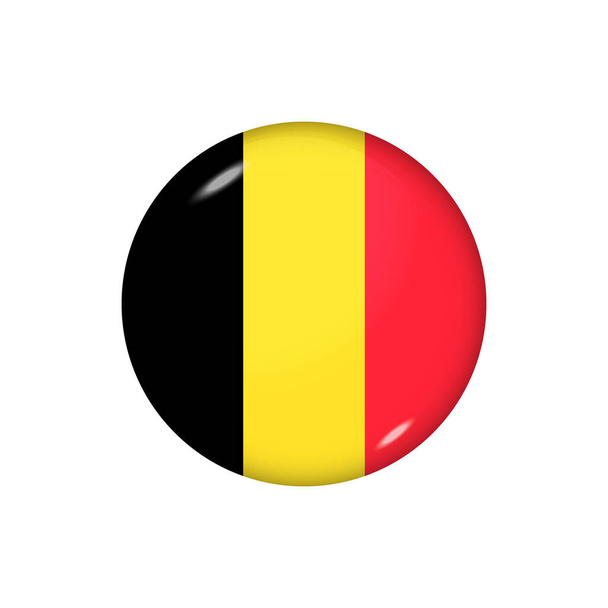 Symbolflagge Belgiens. Runde Hochglanzfahne. Vektorillustration. EPS 10 - Vektor, Bild