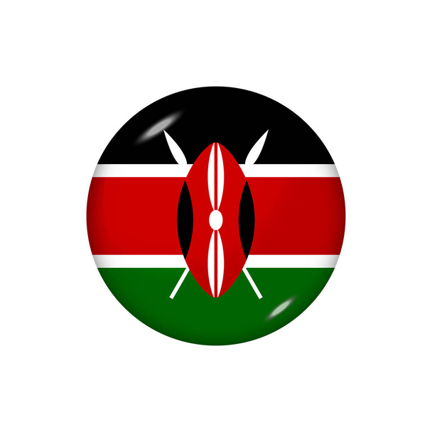 Bandeira do ícone do Quénia. Bandeira brilhante redonda. Ilustração vetorial. EPS 10 - Vetor, Imagem