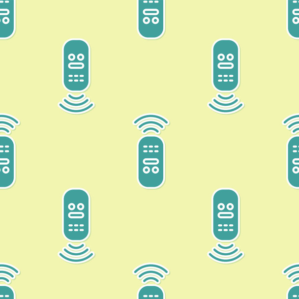 Vert Smart icône du système de télécommande isolé motif sans couture sur fond jaune. Concept d'Internet des objets avec connexion sans fil. Vecteur. - Vecteur, image