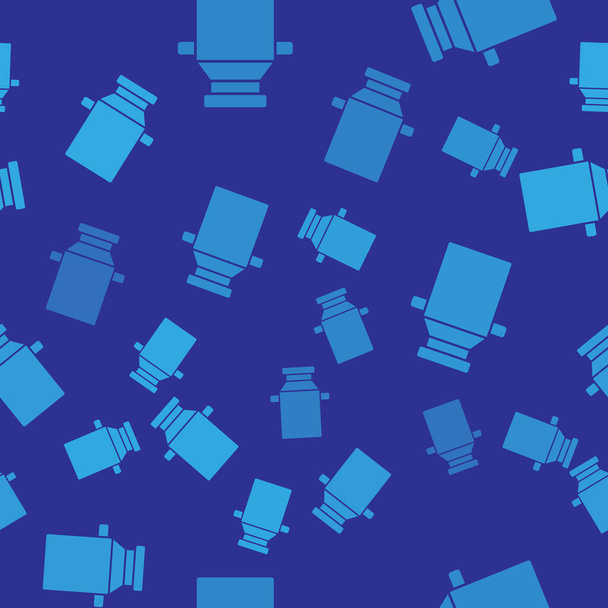Blue Can container voor melk pictogram geïsoleerd naadloos patroon op blauwe achtergrond. Vector. - Vector, afbeelding