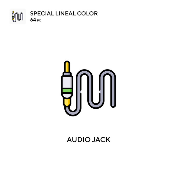 Звуковий джек Спеціальна лінійна кольорова піктограма. Звукові піктограми для вашого бізнес-проекту
 - Вектор, зображення