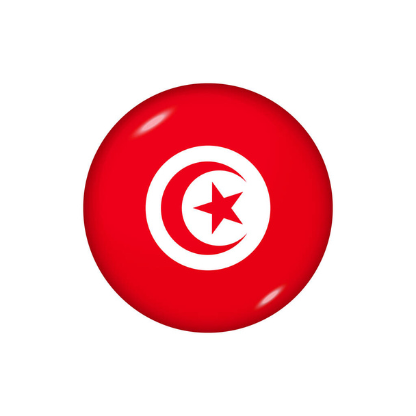 Flaga ikony Tunezji. Błyszcząca flaga. Ilustracja wektora. EPS 10 - Wektor, obraz