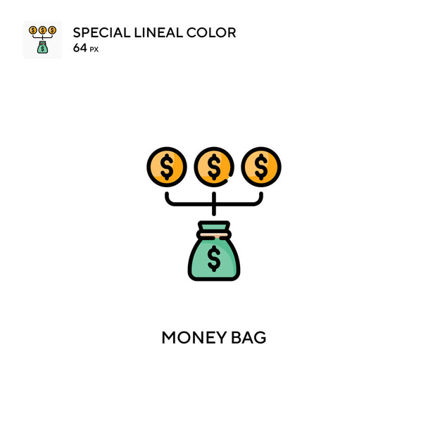 Para çantası Özel Satır Rengi simgesi. İş projeniz için para çantası simgeleri - Vektör, Görsel