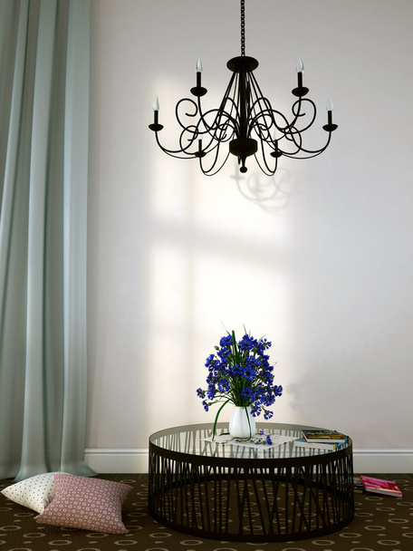 krásný kovaný lustr nad konferenční stolek - Fotografie, Obrázek
