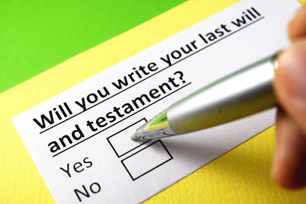 Ecris-tu ton testament ? Oui ou non? - Photo, image